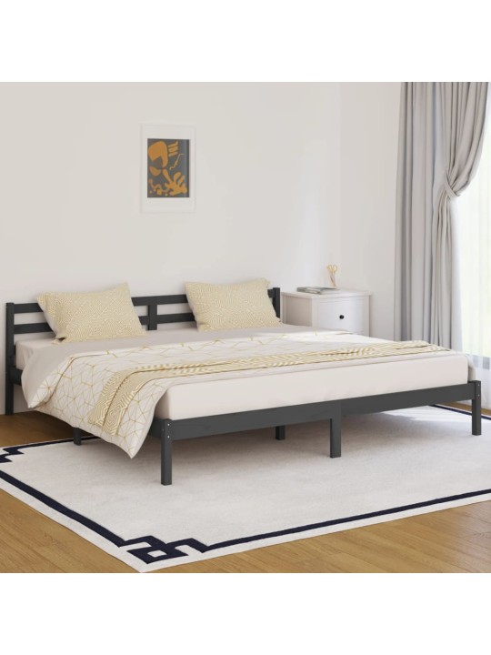 Rám postele masivní borové dřevo 200 x 200 cm šedý