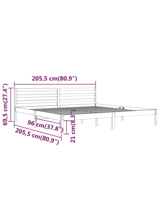 Rám postele masivní borovice 200 x 200 cm medově hnědý