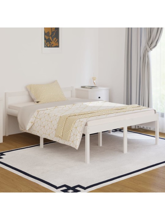 Postel pro seniory bílá 135 x 190 cm Double masivní borovice