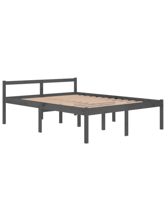 Postel pro seniory šedá 150 x 200 cm King Size masivní borovice