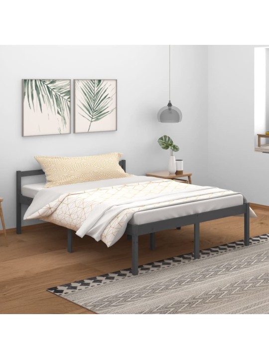 Postel pro seniory šedá 150 x 200 cm King Size masivní borovice