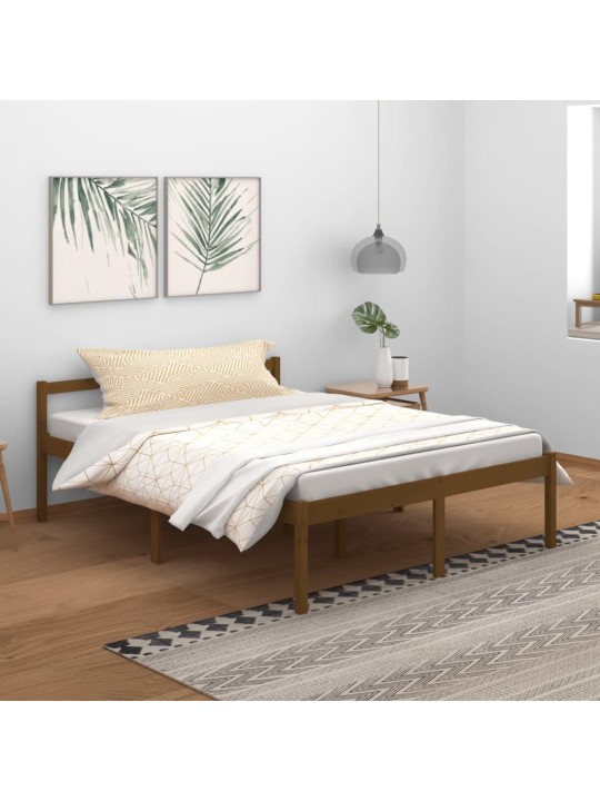 Postel pro seniory medově hnědá 150 x 200 cm King Size borovice