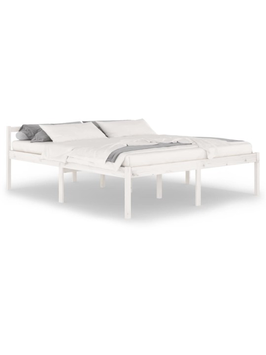 Postel pro seniory bílá 180 x 200 cm Super King Size borovice