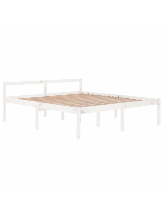 Postel pro seniory bílá 180 x 200 cm Super King Size borovice