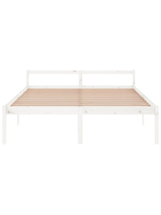 Postel pro seniory bílá 180 x 200 cm Super King Size borovice