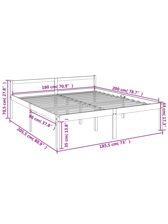 Postel pro seniory bílá 180 x 200 cm Super King Size borovice
