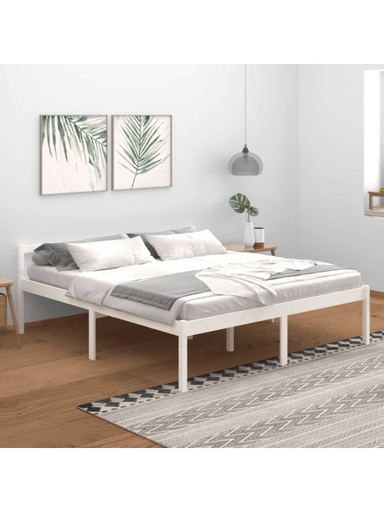 Postel pro seniory bílá 180 x 200 cm Super King Size borovice