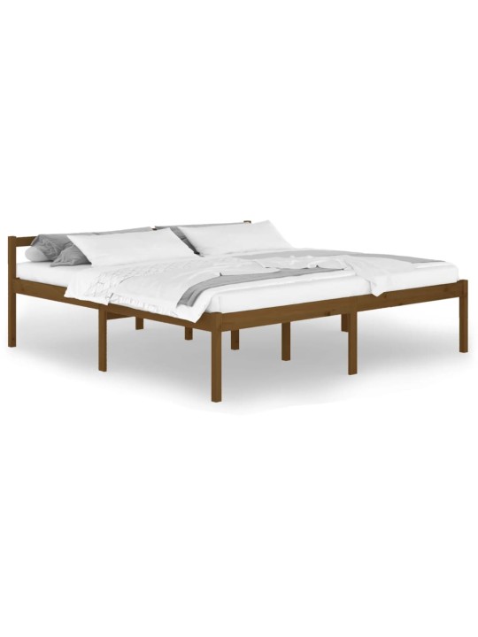 Postel pro seniory medově hnědá 200 x 200 cm masivní borovice