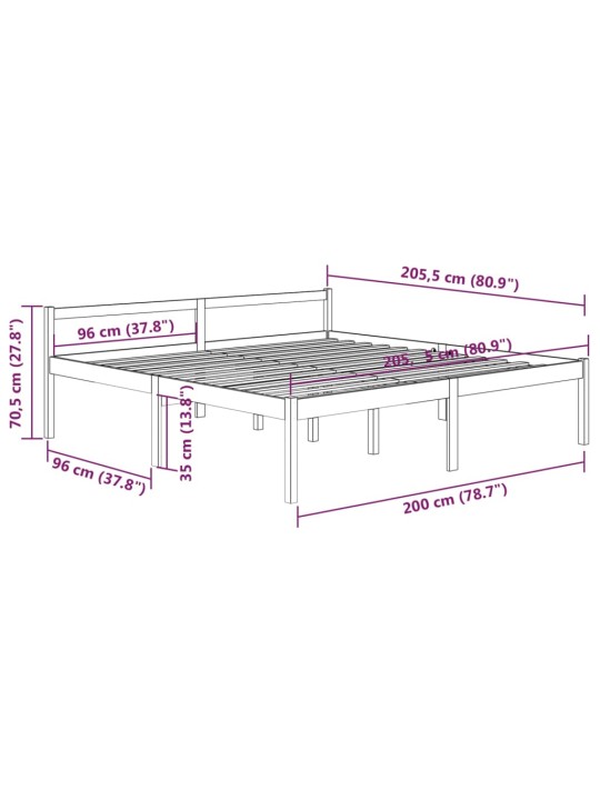Postel pro seniory medově hnědá 200 x 200 cm masivní borovice