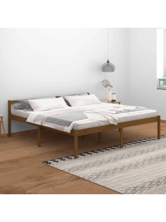 Postel pro seniory medově hnědá 200 x 200 cm masivní borovice