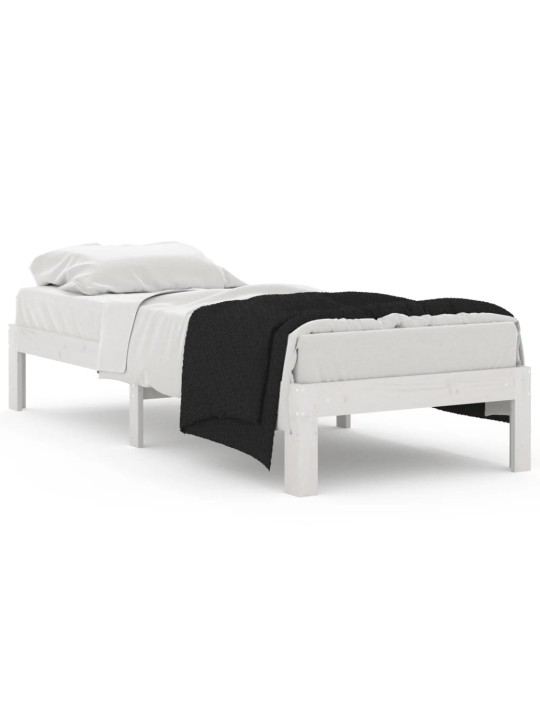 Rám postele bílý masivní dřevo 75 x 190 cm malé jednolůžko