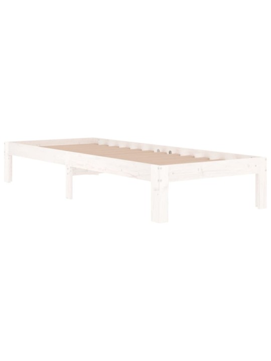 Rám postele bílý masivní dřevo 75 x 190 cm malé jednolůžko