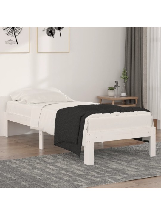 Rám postele bílý masivní dřevo 75 x 190 cm malé jednolůžko