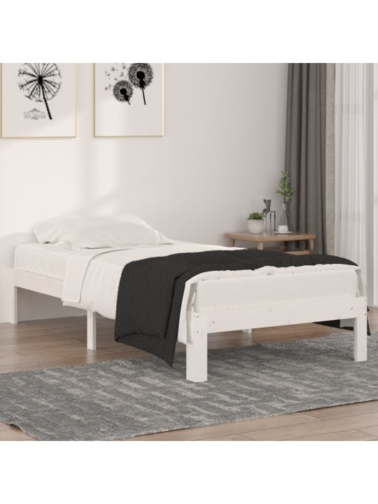 Rám postele bílý masivní dřevo 90 x 190 cm jednolůžko
