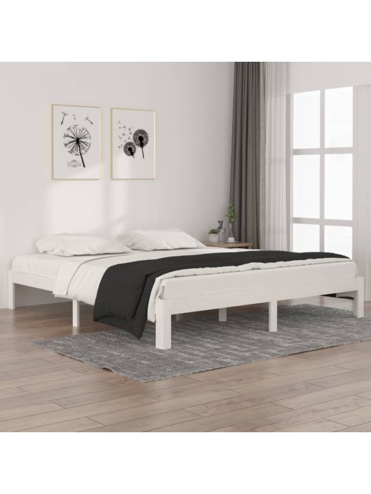 Rám postele bílý masivní dřevo 180 x 200 cm Super King