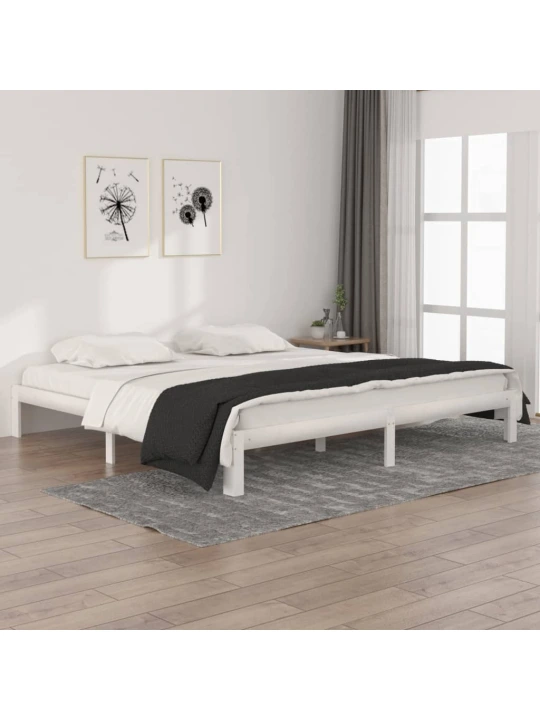 Rám postele bílý masivní borovice 200 x 200 cm
