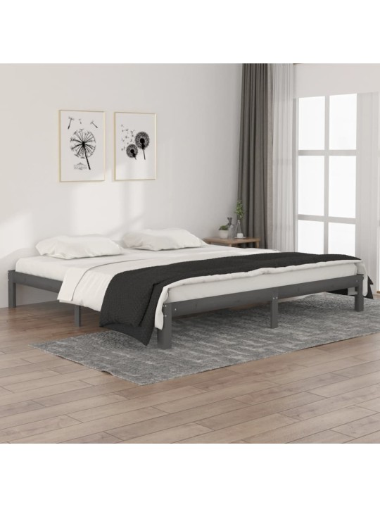 Rám postele šedý masivní borovice 200 x 200 cm