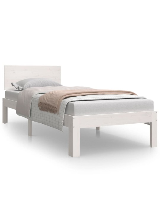 Rám postele bílý masivní dřevo 75 x 190 cm malé jednolůžko