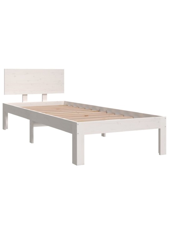 Rám postele bílý masivní dřevo 75 x 190 cm malé jednolůžko