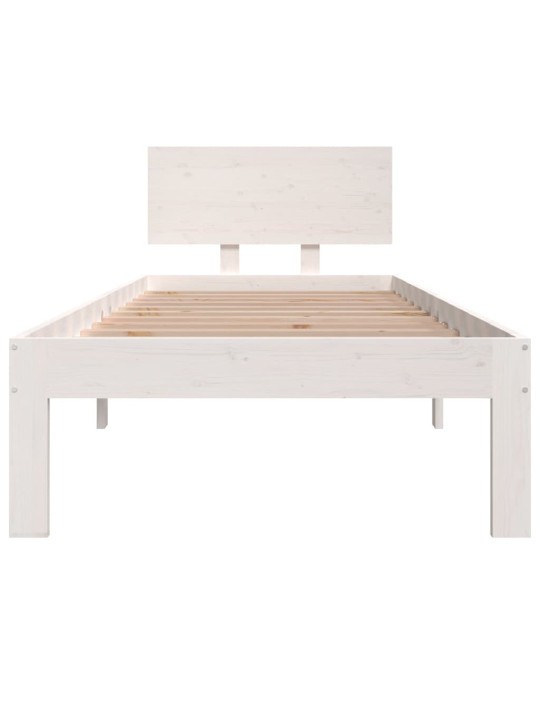 Rám postele bílý masivní dřevo 75 x 190 cm malé jednolůžko