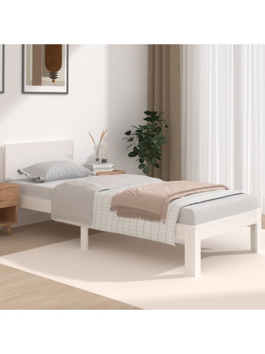 Rám postele bílý masivní dřevo 75 x 190 cm malé jednolůžko