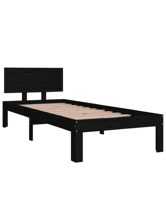 Rám postele černý masivní dřevo 75 x 190 cm malé jednolůžko