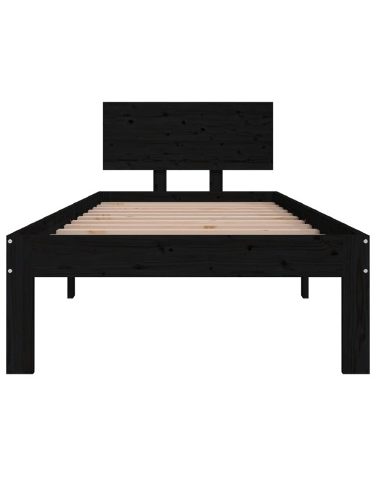Rám postele černý masivní dřevo 75 x 190 cm malé jednolůžko