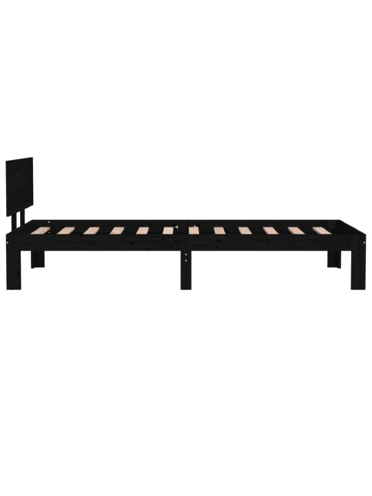 Rám postele černý masivní dřevo 75 x 190 cm malé jednolůžko