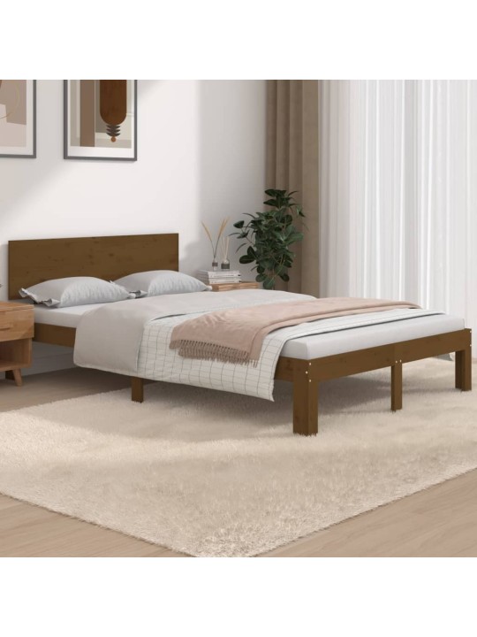 Rám postele medově hnědý masivní dřevo 120x190 cm malé 2lůžko