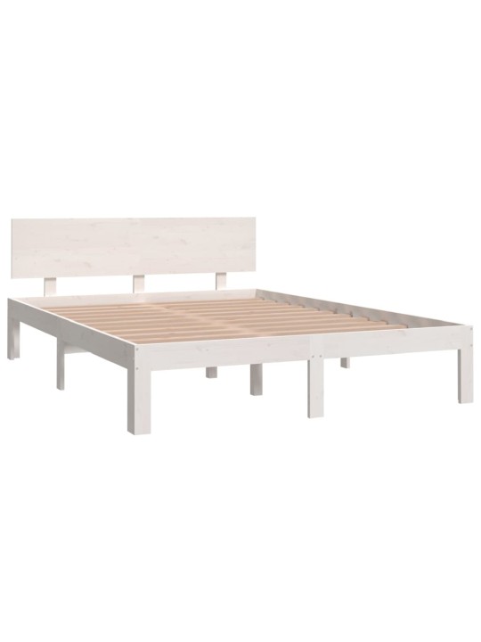 Rám postele bílý masivní dřevo 135 x 190 cm dvojlůžko