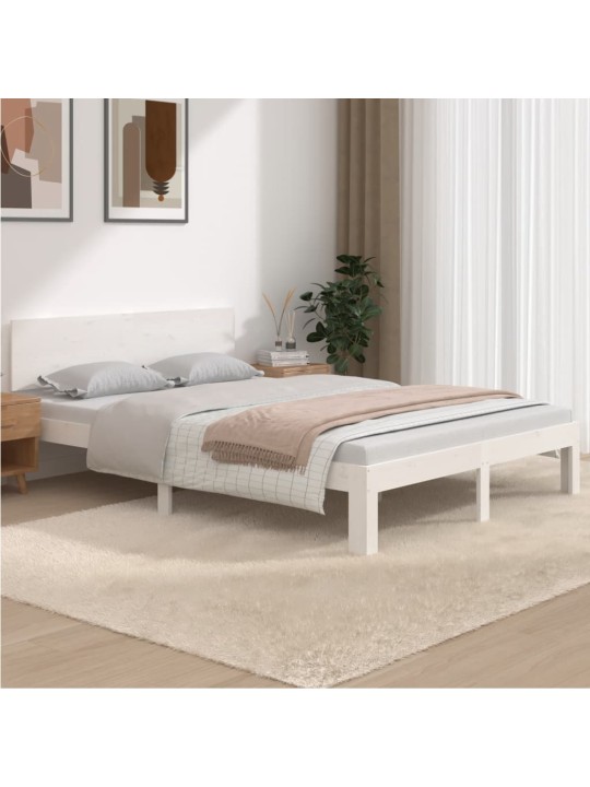 Rám postele bílý masivní dřevo 150 x 200 cm King Size