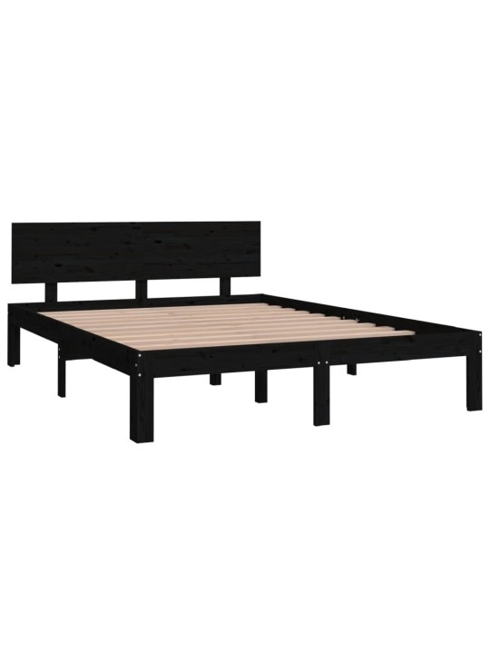 Rám postele černý masivní dřevo 150 x 200 cm King Size