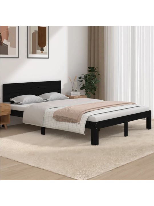 Rám postele černý masivní dřevo 150 x 200 cm King Size