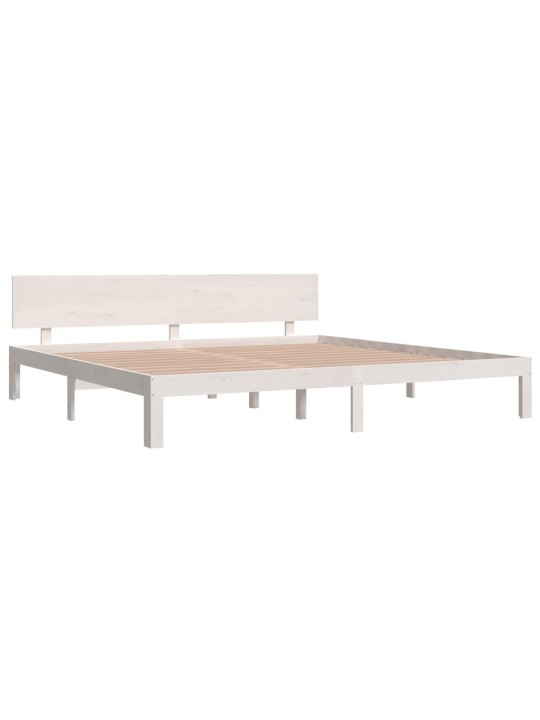 Rám postele bílý masivní dřevo borovice 200 x 200 cm