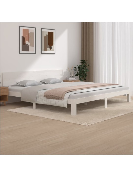 Rám postele bílý masivní dřevo borovice 200 x 200 cm