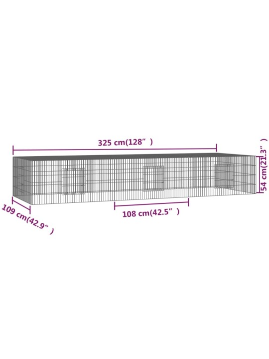 3dílná klec pro králíka 325 x 109 x 54 cm pozinkované železo