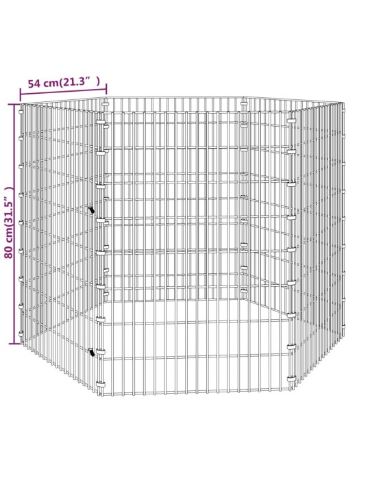 Ohrádka pro zvířata 6 panelů 54 x 80 cm pozinkované železo