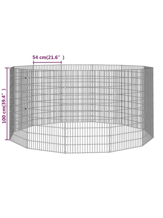 Ohrádka pro zvířata 12 panelů 54 x 100 cm pozinkované železo