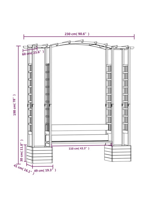 Zahradní pergola s lavicí a truhlíky impregnovaná borovice