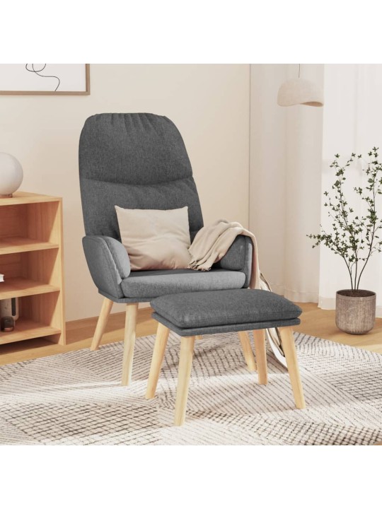 Relaxační křeslo se stoličkou světle šedé textil