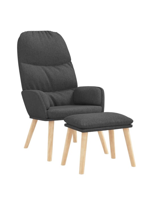 Relaxační křeslo se stoličkou tmavě šedé textil