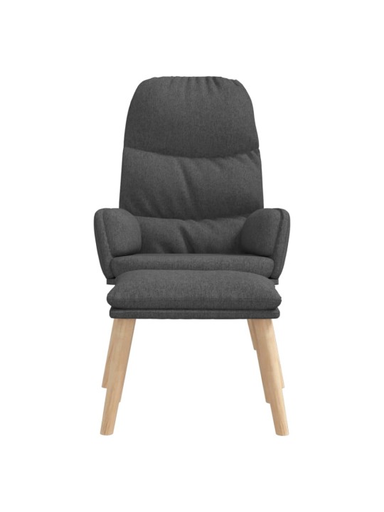Relaxační křeslo se stoličkou tmavě šedé textil