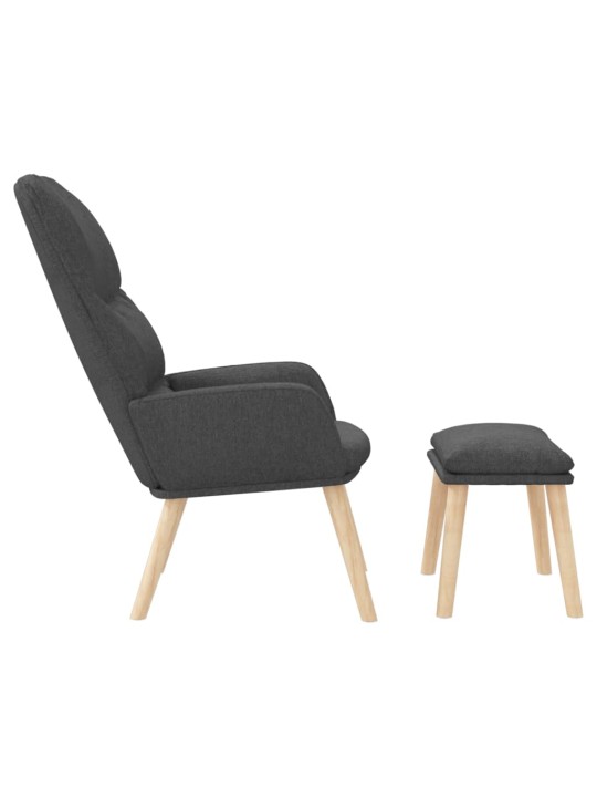 Relaxační křeslo se stoličkou tmavě šedé textil