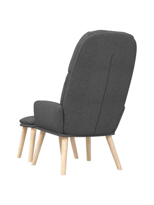 Relaxační křeslo se stoličkou tmavě šedé textil