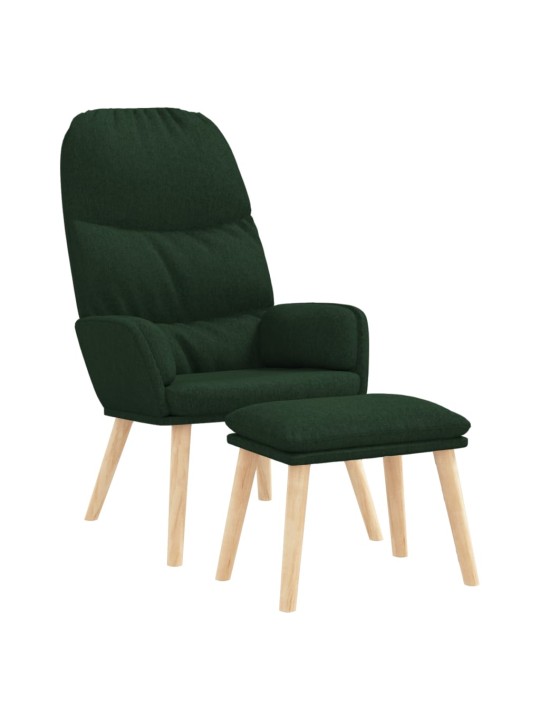 Relaxační křeslo se stoličkou tmavě zelené textil