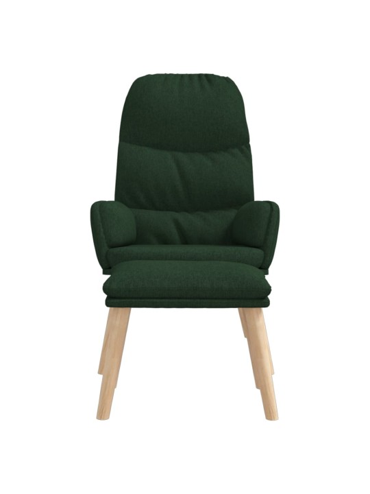 Relaxační křeslo se stoličkou tmavě zelené textil