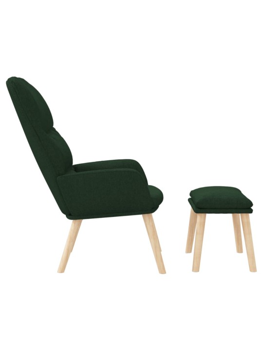 Relaxační křeslo se stoličkou tmavě zelené textil