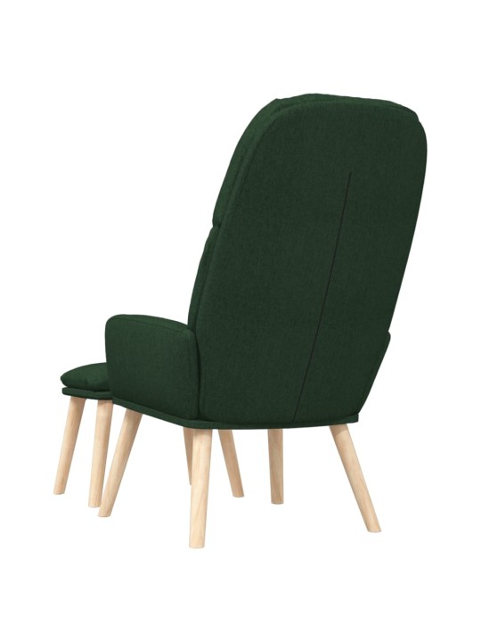 Relaxační křeslo se stoličkou tmavě zelené textil