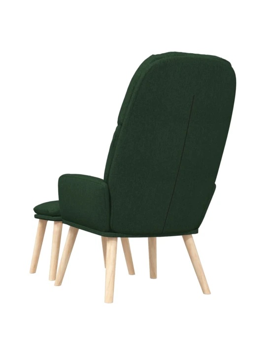 Relaxační křeslo se stoličkou tmavě zelené textil