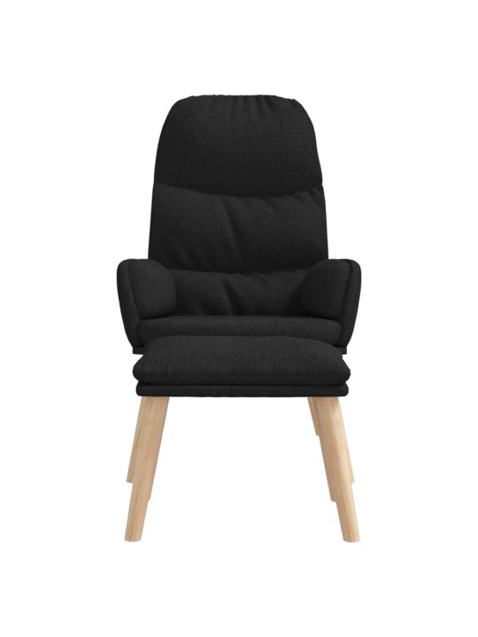 Relaxační křeslo se stoličkou černé textil